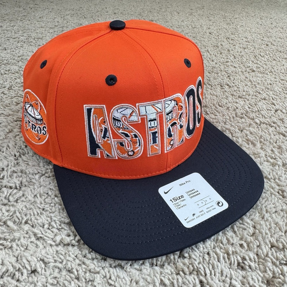Houston Astros Hat Cooperstown Collection Nike Pro Side Patch Snapback‎ Cap NWT